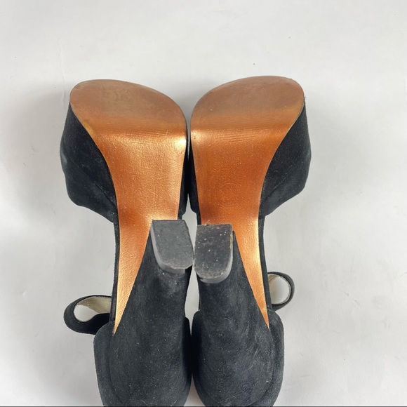 Michael Michael Kors Black Suede Ankle Strap Buckle Platform Chunky Pumps 9M - Picture 8 of 9